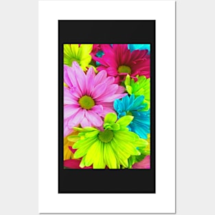 Beautiful Neon Colorful Flowers Posters and Art